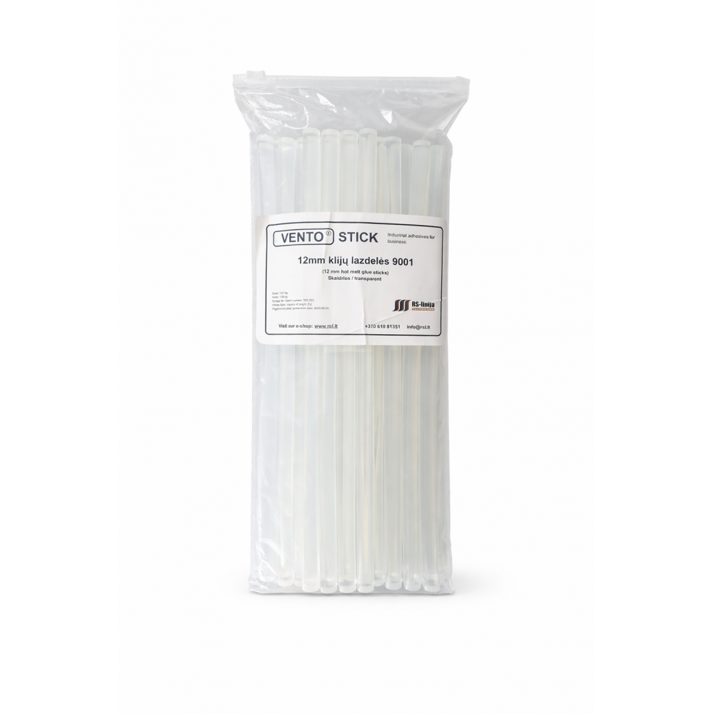 Klijų lazdelės - strypeliai VENTO Stick 9001 12mm skaidrios (1kg)