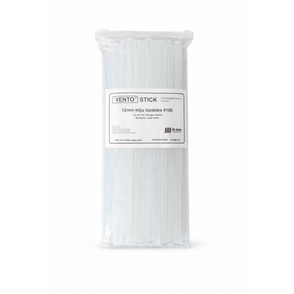 Klijų lazdelės - strypeliai VENTO Stick 9106 12mm itin skaidrios (1kg)