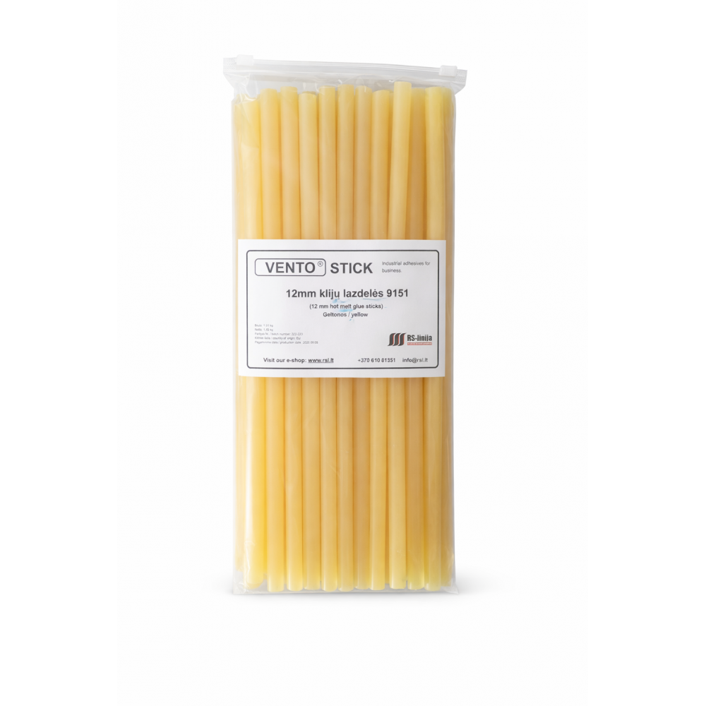Klijų lazdelės - strypeliai VENTO Stick 9151 12mm geltonos (1kg)