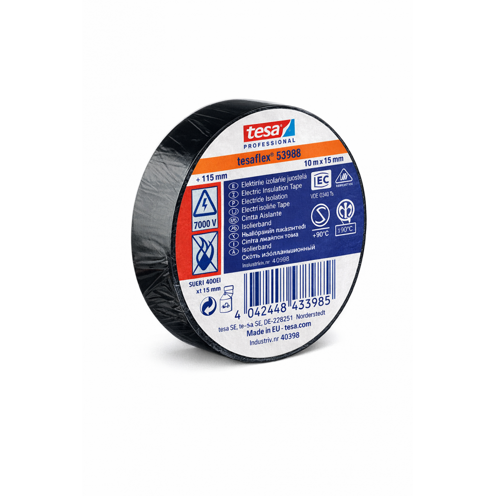 PVC izoliacinė juosta elektrikams tesaflex 53988 19mmx20m (juoda)