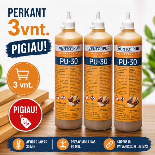 VENTO Pur poliuretaniniai klijai PU 30 min, 3×1kg