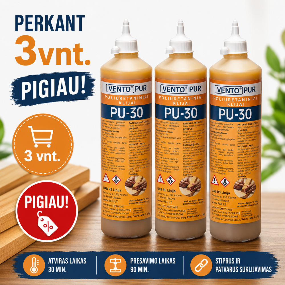 VENTO PUR PU 30 min polyurethane adhesive, 3×1kg