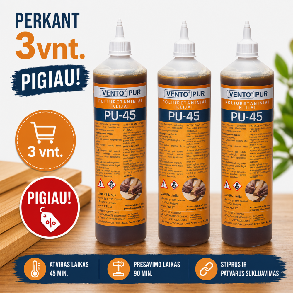 VENTO PUR Polyurethane Adhesive PU-45min, 3x1kg