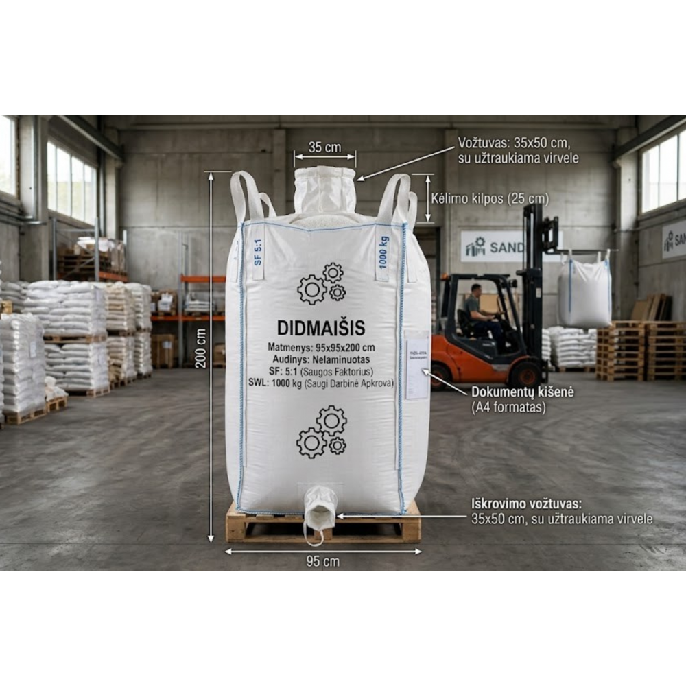 Didmaišis biriems produktams 95×95×200cm - 1000kg