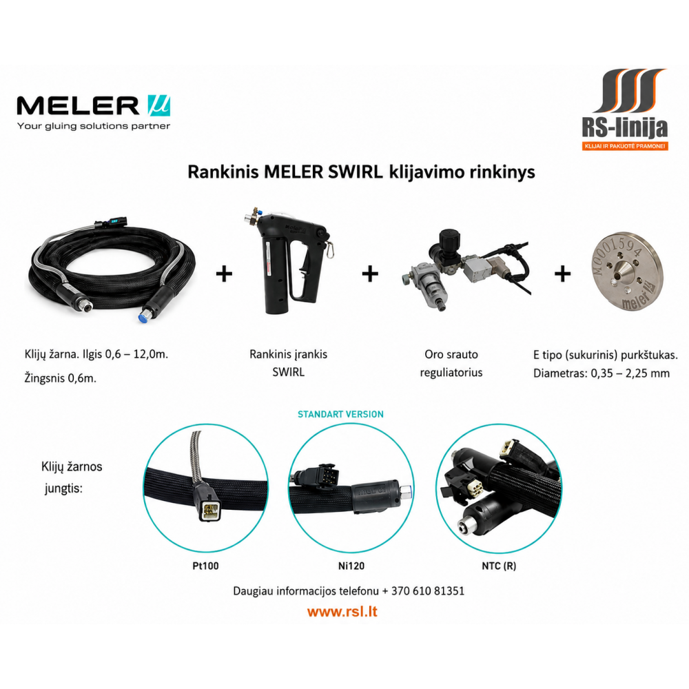 Klijavimo rinkinys MELER SWIRL (MM-ND-E) 4,8m, jungtis PT100