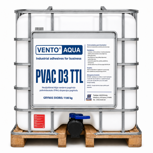 Klijai medienai VENTO Aqua PVA D3 TTL, 1100kg (IBC)