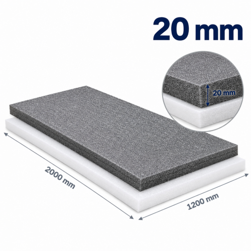 Putų polietileno lapas 20mm 1.2mx2m  pilkas 1 vnt.