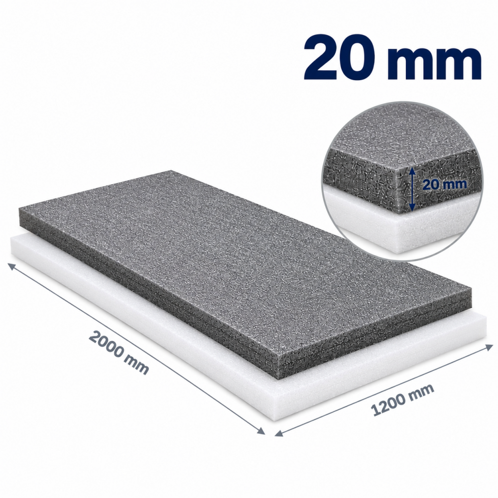 Putų polietileno lapas 20mm 1.2mx2m  pilkas 1 vnt.