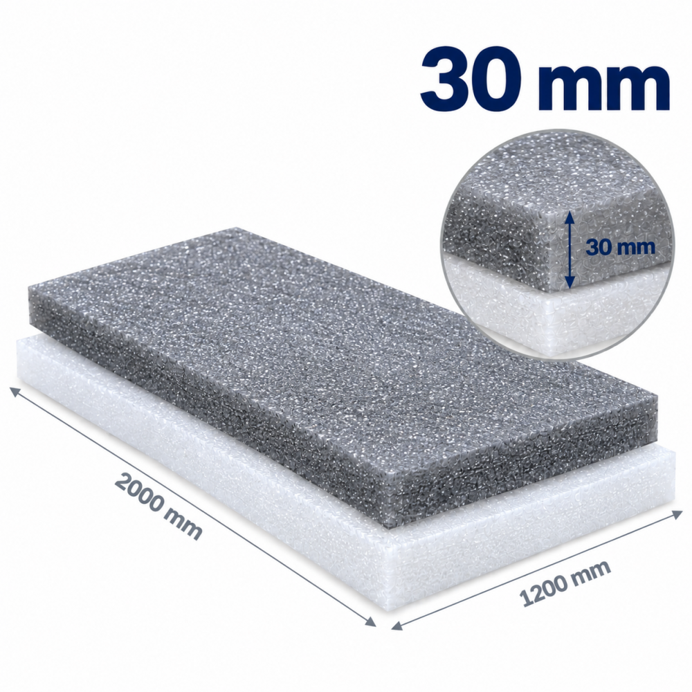 Polyethylene foam sheets 30mm 1.2x2m grey