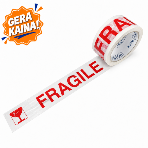 FRAGILE lipni juosta SOLVENT 48mm×66m – trapioms siuntoms