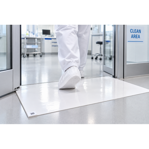 Multilayer adhesive antibacterial decontamination mat / 30 layers – white