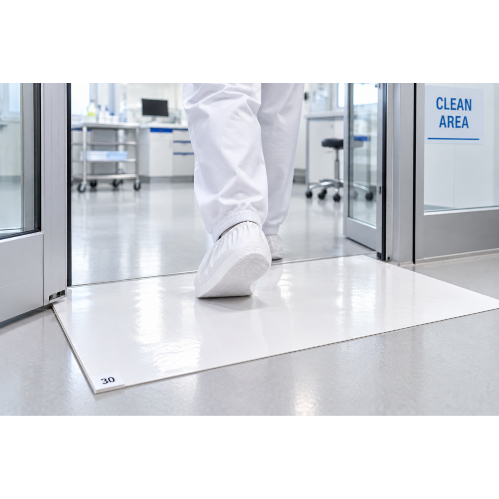 Multilayer adhesive antibacterial decontamination mat / 30 layers – white