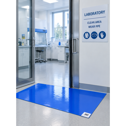 Multilayer adhesive antibacterial decontamination mat / 30 layers – blue