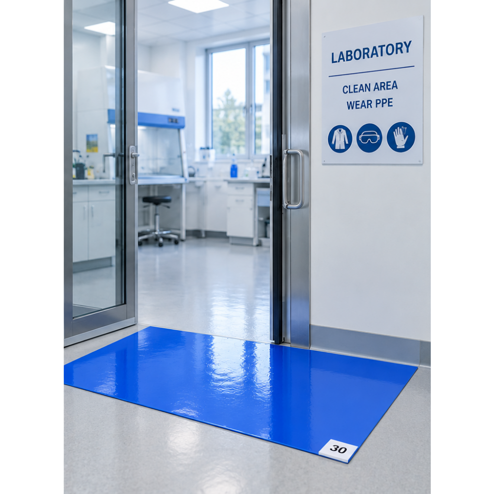Multilayer adhesive antibacterial decontamination mat / 30 layers – blue