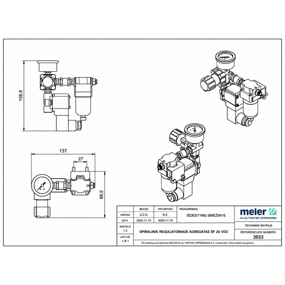 MELER air flow regulator assembly for SWIRL application, 24 V DC (29000012)