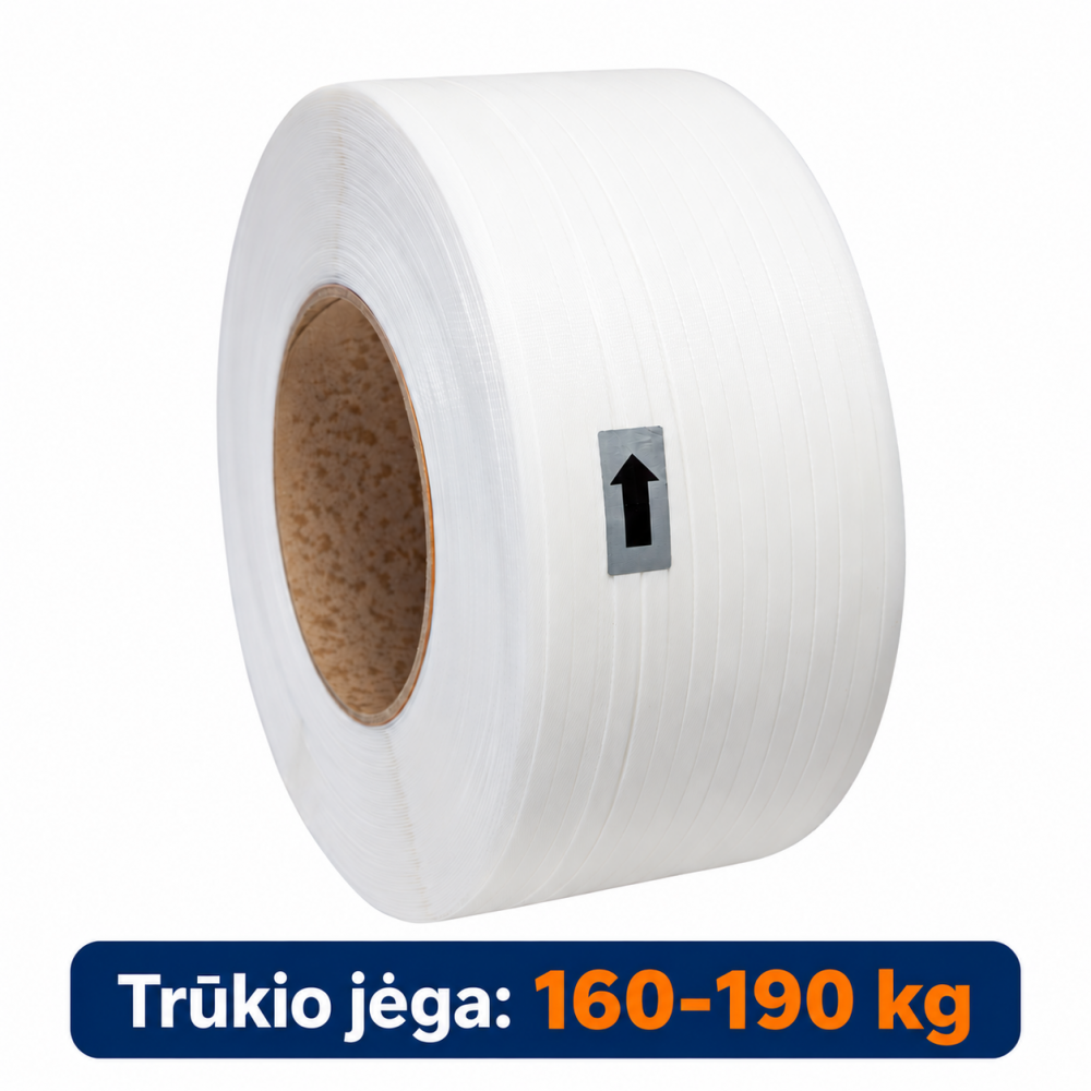 Polipropileninė PP rišimo juosta 12x0,8x2000m/ 200 balta