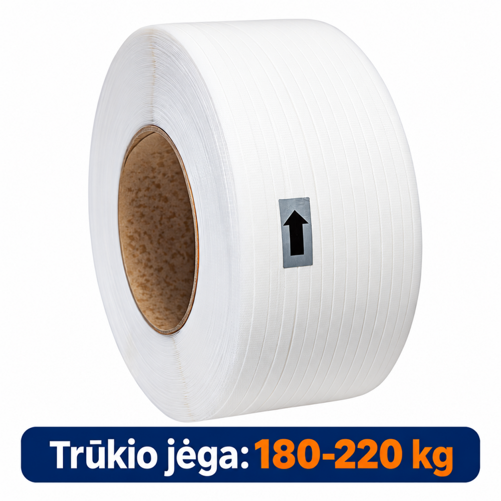 Polipropileninė PP rišimo juosta 15x0,8x1500m/ 200 balta