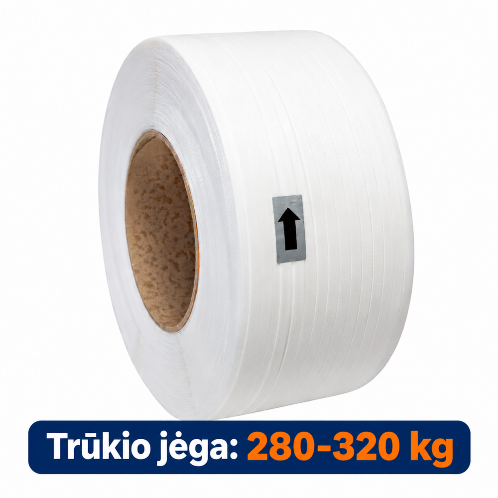 Polipropileninė PP rišimo juosta 19x0,9x1100m/ 200 balta